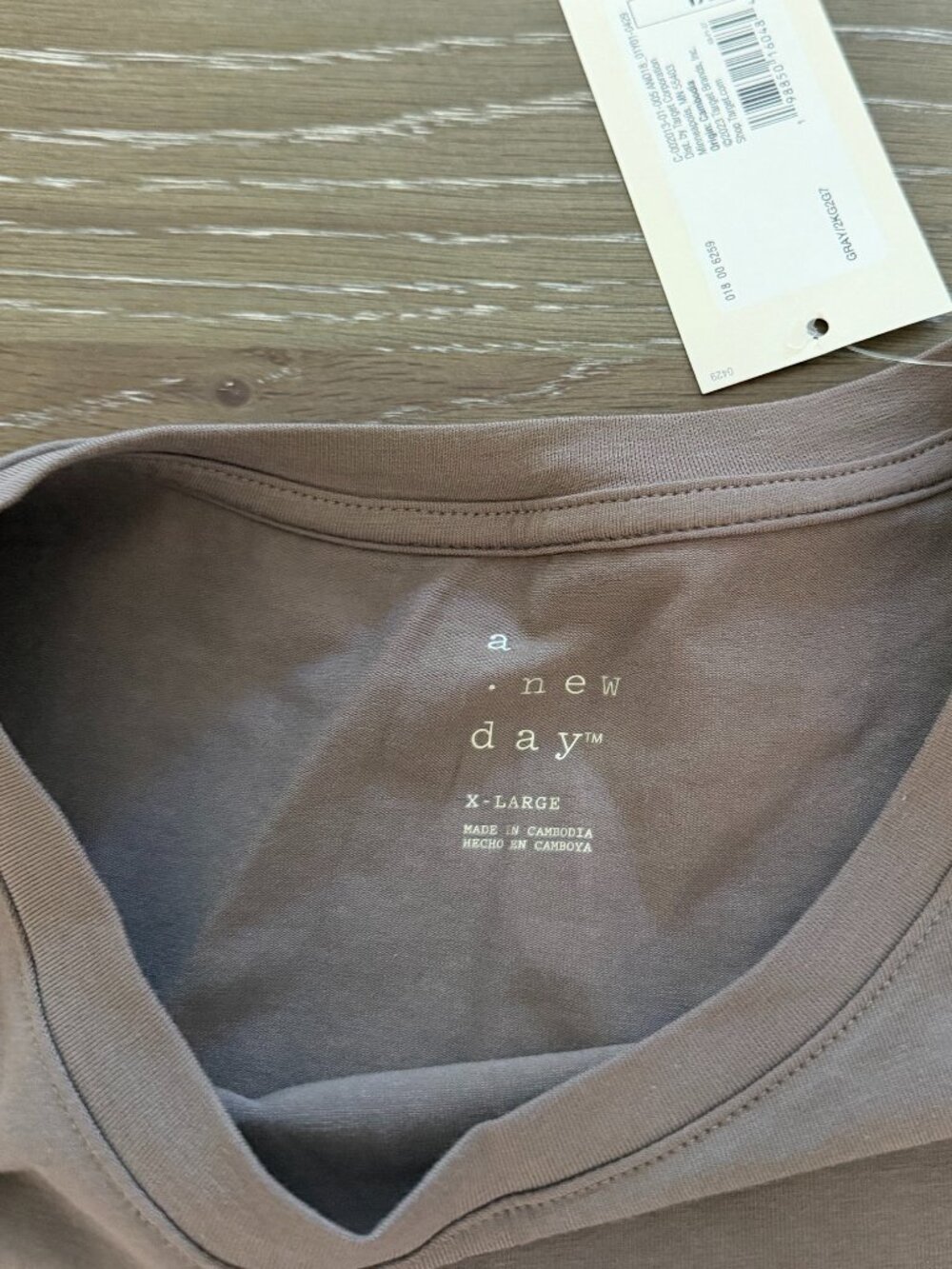 NWT! Womens A New Day gray short sleeve t-shirt tee cotton jersey size XL - Picture 2 of 2